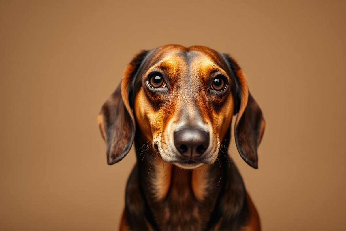 Portrait of a senior dachshund with a white muzzle